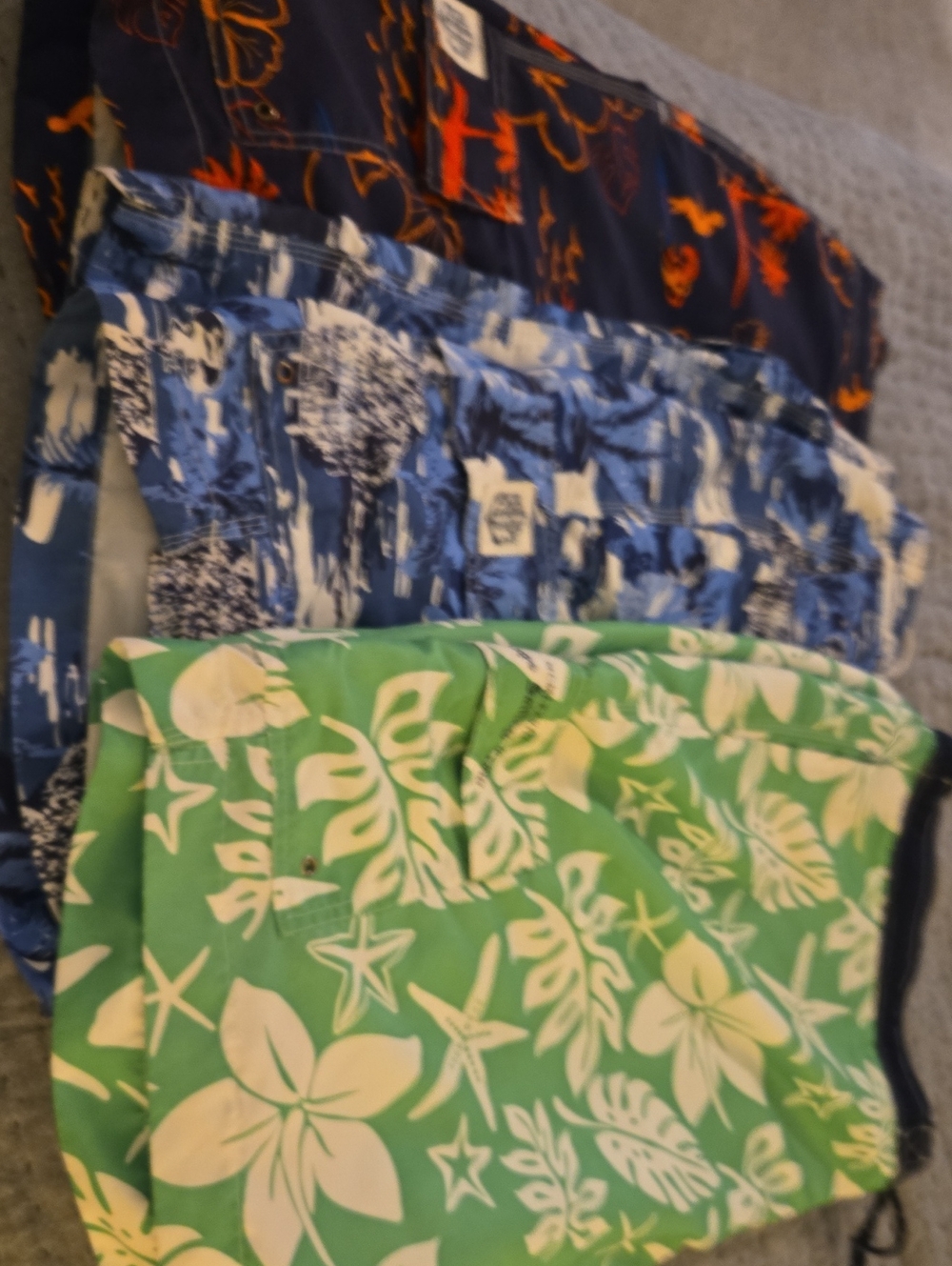 3 Pair Tropical Print Big And Tall Swim Shorts